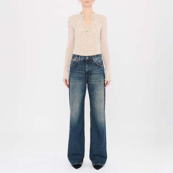  하이쿠레 데님 팬츠 한국 바지 파란색