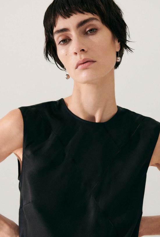  실크 런드리 롱 원피스 스플라이스 민소매 드레스 블랙 - SILK LAUNDRY