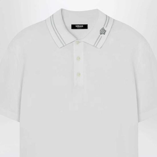  베르사체 폴로 티셔츠 폴로 셔츠 옵티컬 화이트 - VERSACE