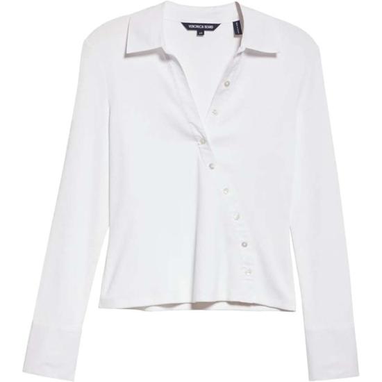  베로니카비어드 블라우스 베로니카 비어드 브레너 비대칭 버튼 탑 화이트