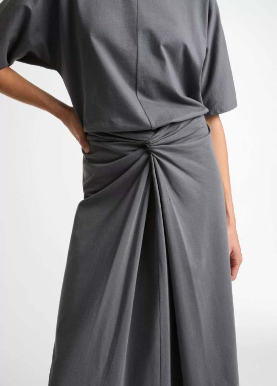  빈스 미디 스커트 코튼 픽스드 랩 스커트 - VINCE