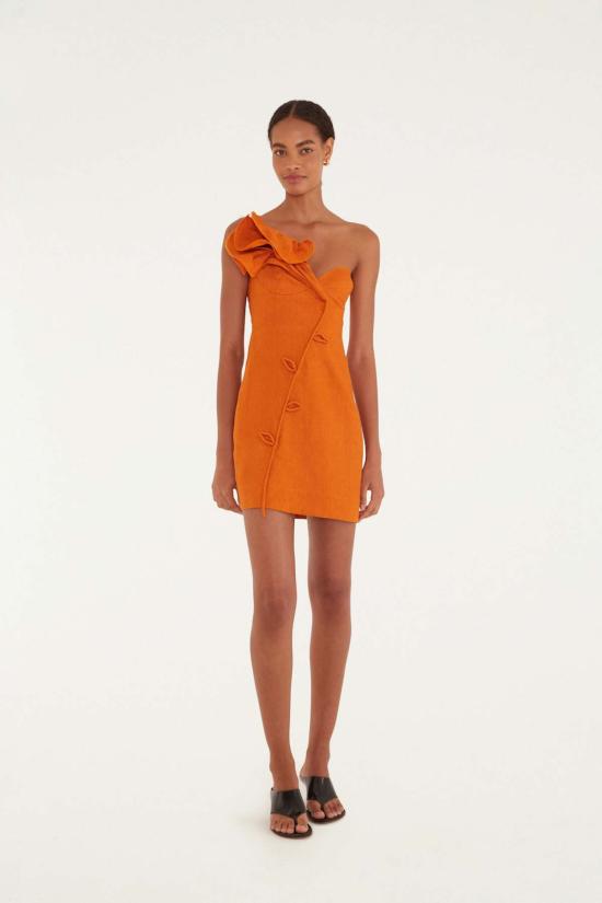  팜 리오 숏 원피스 오렌지 플라워 미니 드레스 오렌지 - FARM RIO