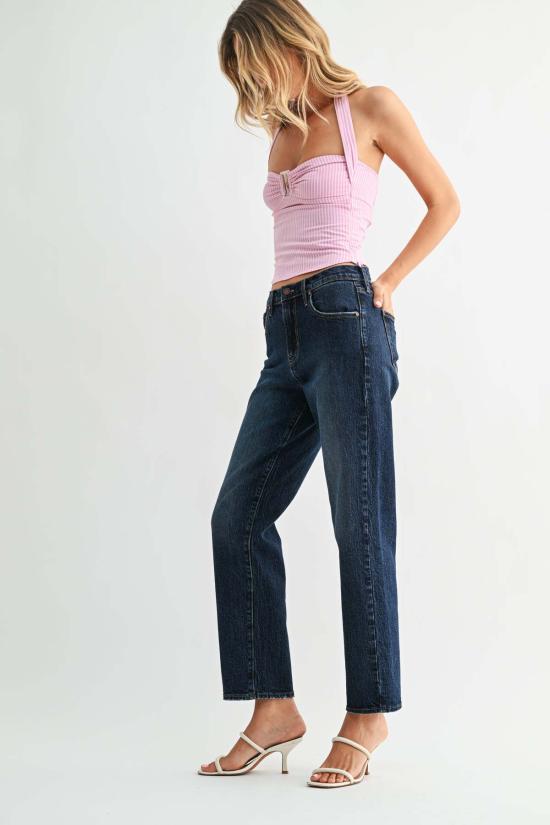  저스트 블랙 데님 데님 팬츠 이지 스트레이트 진 다크 데님 - JUST BLACK DENIM