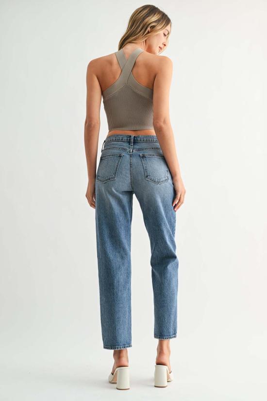  저스트 블랙 데님 데님 팬츠 이지 스트레이트 진 다크 데님 - JUST BLACK DENIM