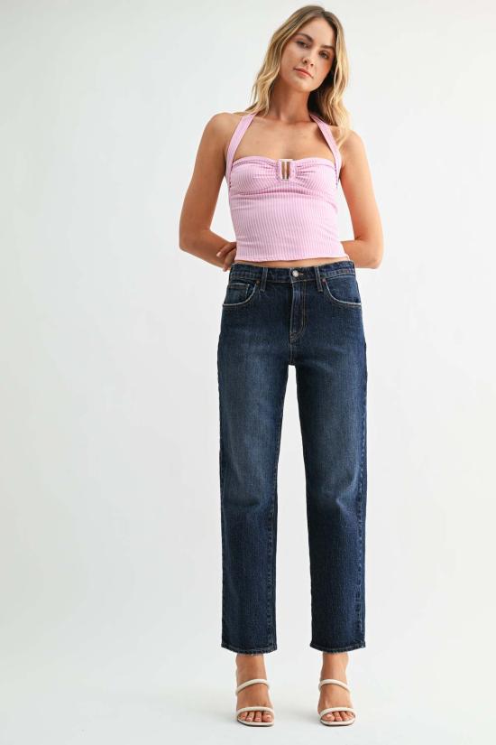  저스트 블랙 데님 데님 팬츠 이지 스트레이트 진 다크 데님 - JUST BLACK DENIM