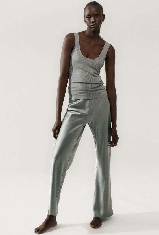  실크 런드리 스트레이트 팬츠 실크 세탁 바이어스컷 팬츠 문 팬츠 문 - SILK LAUNDRY