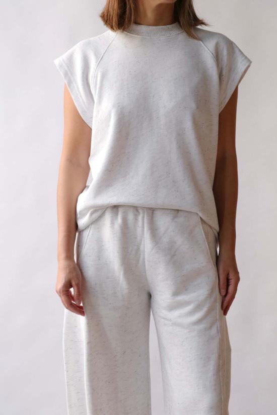  티비 블라우스 스프링 트위디 스웨트셔츠 민소매 탑 화이트 멀티