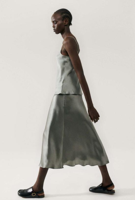  실크 런드리 캐미솔 실크 세탁 바이어스컷  문 - SILK LAUNDRY