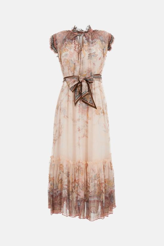  짐머만 미디 원피스 알케미 플러터 드레스 핑크 - ZIMMERMANN