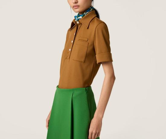 26SS 미우미우 폴로 티셔츠 MT2204SOOO14OA F0401 CANNELLA - MIU MIU