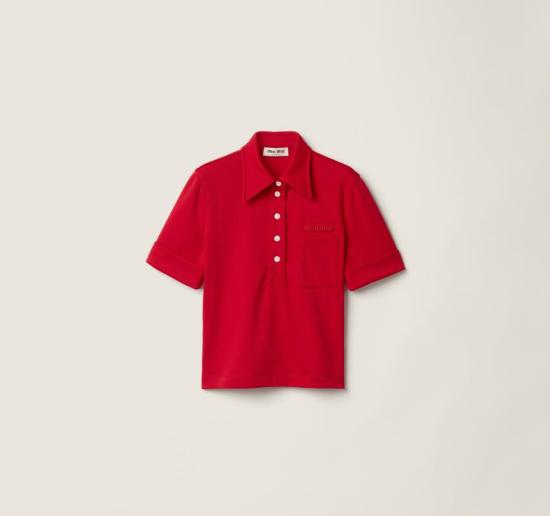 26SS 미우미우 반팔 티셔츠 MT2204SOOO14OA F0041 RUBINO