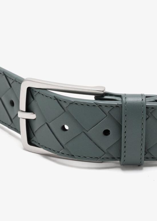 25FW 보테가베네타 인트레치아토 레더 벨트 609182VCPQ3 1614 SLATESILVER 1614 SLATE SILVER - BOTTEGA VENETA