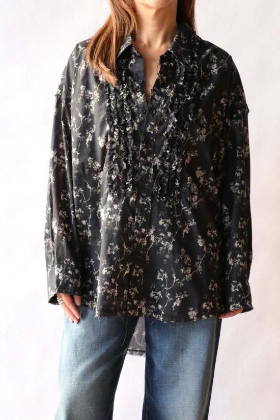  알13 탑 R13 찢어진 솔기 러플 셔츠 - R13