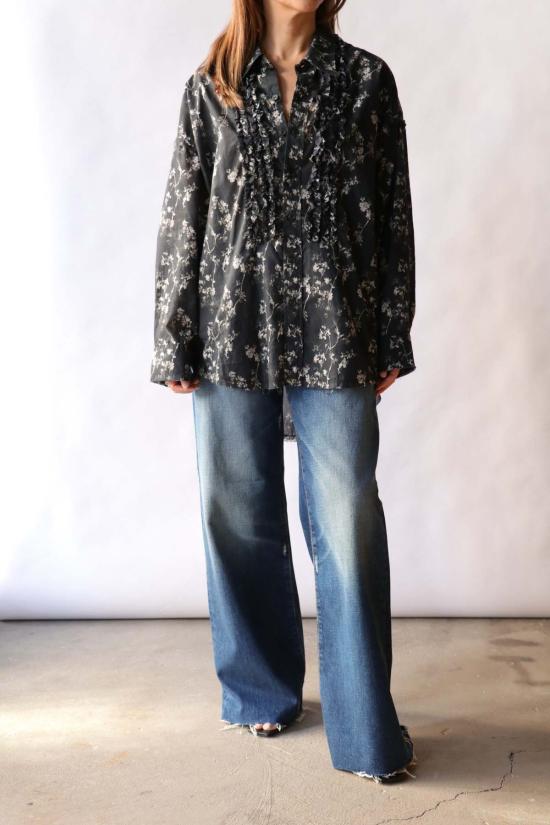  알13 탑 R13 찢어진 솔기 러플 셔츠 - R13