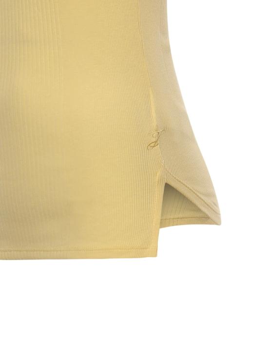  자크뮈스 민소매 티셔츠 리브드 라운드 카 탱크탑 라이트 옐로우 - JACQUEMUS