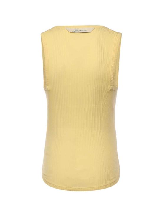  자크뮈스 민소매 티셔츠 리브드 라운드 카 탱크탑 라이트 옐로우 - JACQUEMUS
