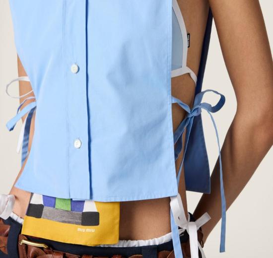 26SS 미우미우 셔츠 MK2024SOOO19SE F0076 CELESTE - MIU MIU