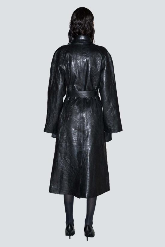  요바나 마르코비치 코트 조바나 마르코비치 블랙 가죽 롱 - JOVANA MARKOVIC