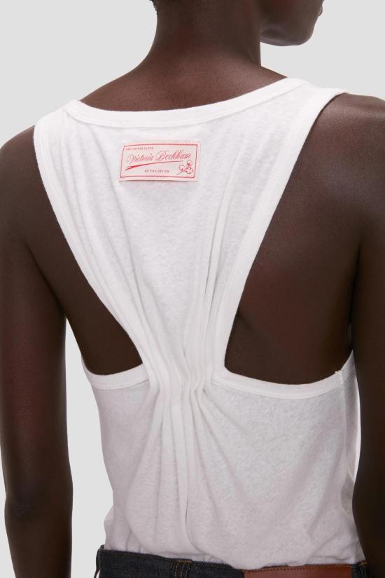  빅토리아 베컴 민소매 티셔츠 스플릿 탱크탑 화이트 - VICTORIA BECKHAM
