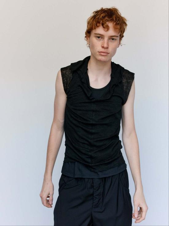  가브리엘라 콜 가먼츠 블라우스 333번 블랙 린넨 저지 후드티