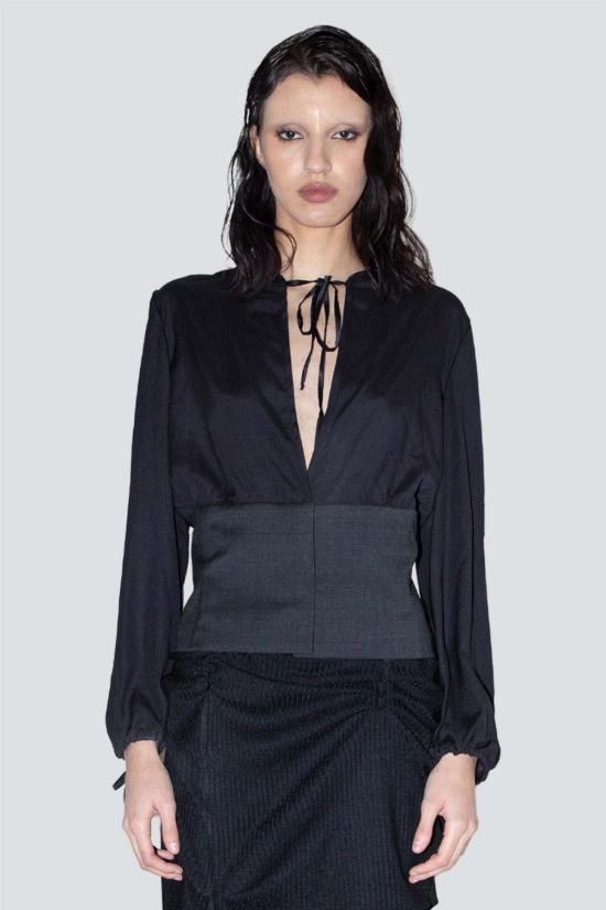  요바나 마르코비치 스웨터 조바나 마르코비치 블랙 실크 후드티