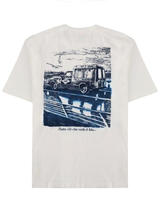  씨피 컴퍼니 탑 C.P. 회사 로고 및 프린트 티셔츠 (흰색) - C.P. COMPANY