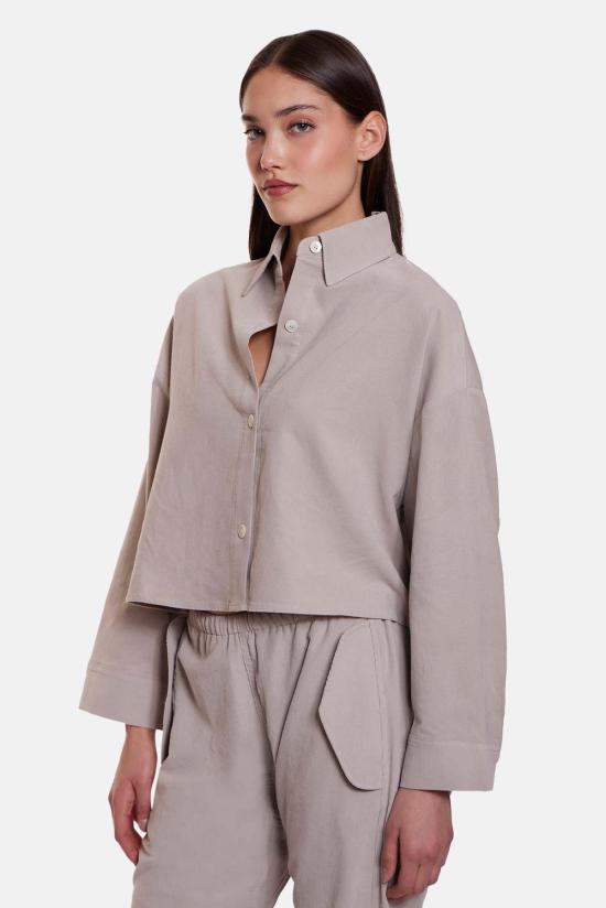  더 타일 클럽 탑 타일 클럽 폭시 마이크로 코드 크롭 셔츠