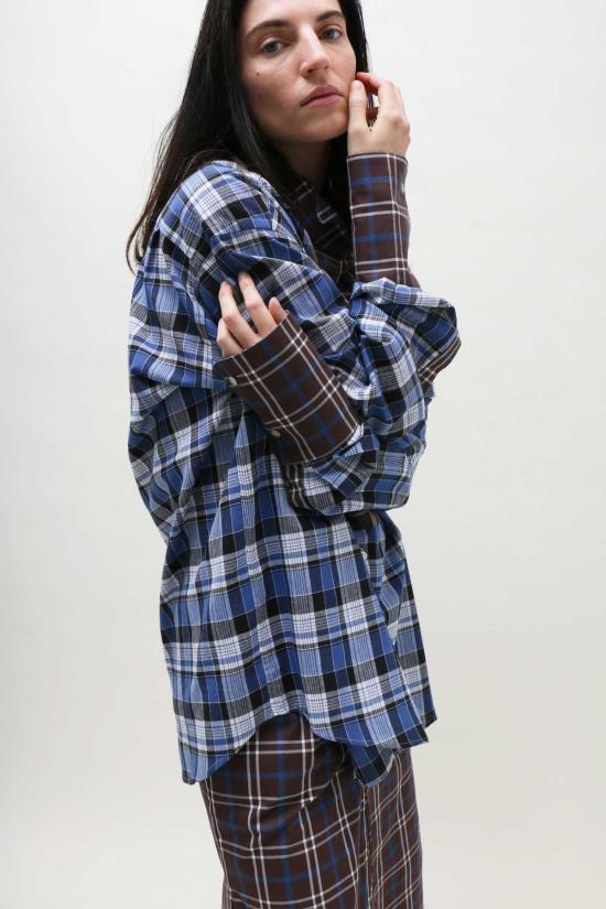  Talia Byre 셔츠 탈리아 바이어 오버사이즈 셔츠 브라운 블루 - TALIA BYRE