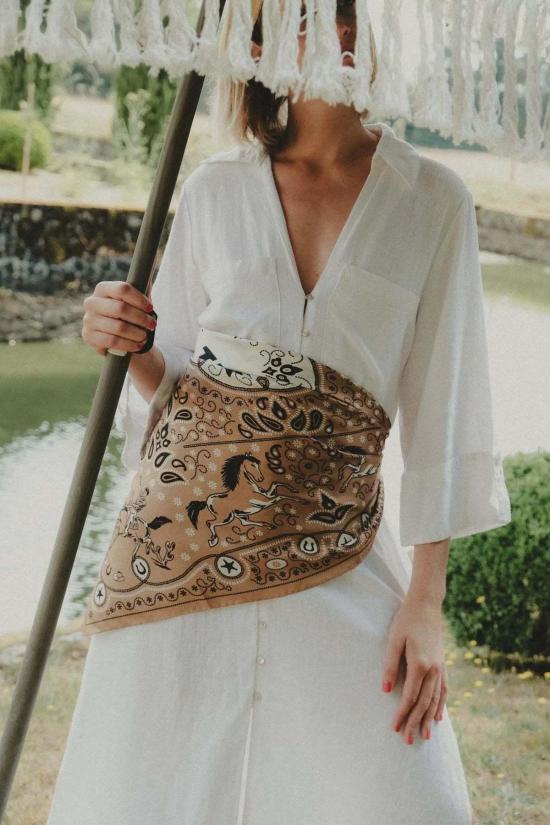  메종 르콩트 플라망 머플러/스카프 Maison Lecomte Flament 파 웨스트 실크 스카프 내추럴 - MAISON LECOMTE FLAMENT