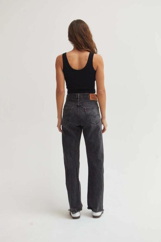  아셀 민소매 티셔츠 애셔 라야 립드 크롭 탱크탑 블랙 - ASHER