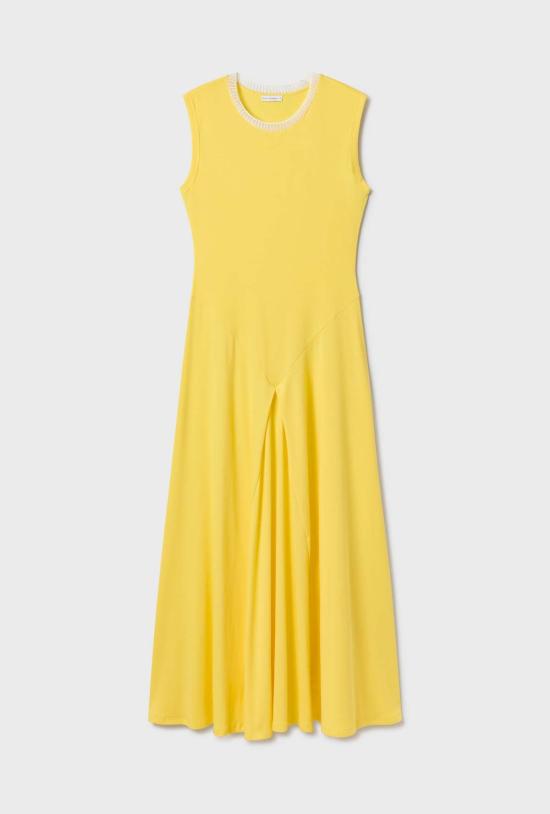  실크 런드리 롱 원피스 실크 세탁용 크로셰 트림 드레스 티타네이트 - SILK LAUNDRY