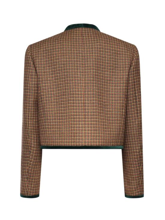  발렌티노 가라바니 자켓 하운드투스 울 크롭 재킷 옐로우/브라운/베이지/블랙 - VALENTINO GARAVANI
