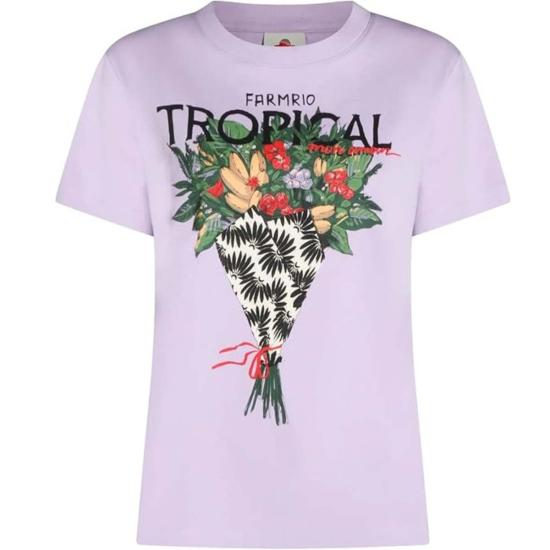  팜 리오 반팔 티셔츠 트로피컬 부케 핏 플로럴 티셔츠 라일락