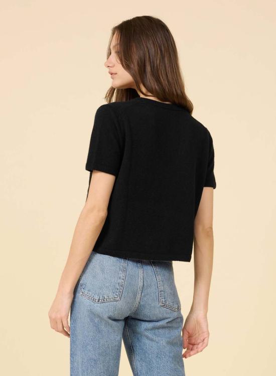  ONE GREY DAY 반팔 티셔츠 원 그레이 데이 카드리 캐시미어 브이넥 티셔츠 블랙 - OTHER BRANDS