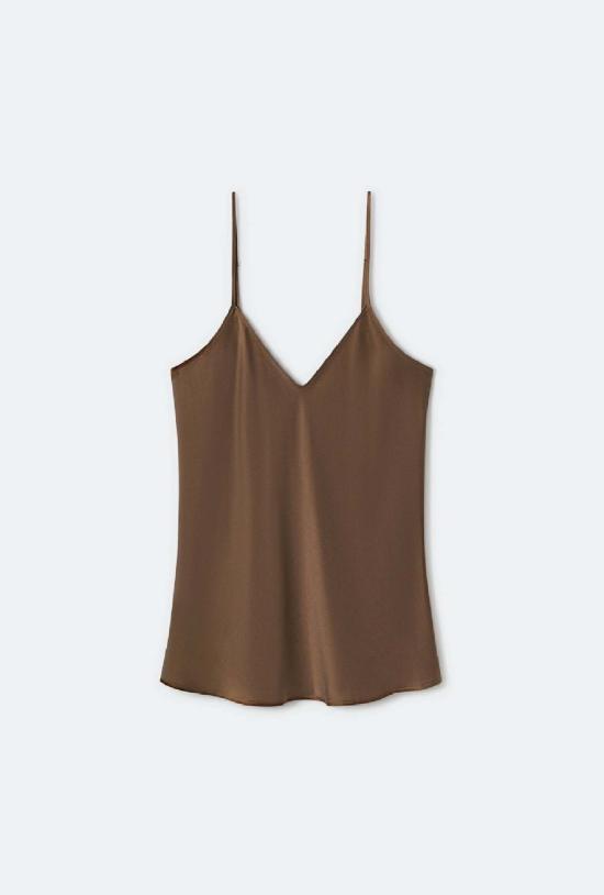  실크 런드리 캐미솔 실크 세탁 바이어스컷  다크 어스 - SILK LAUNDRY