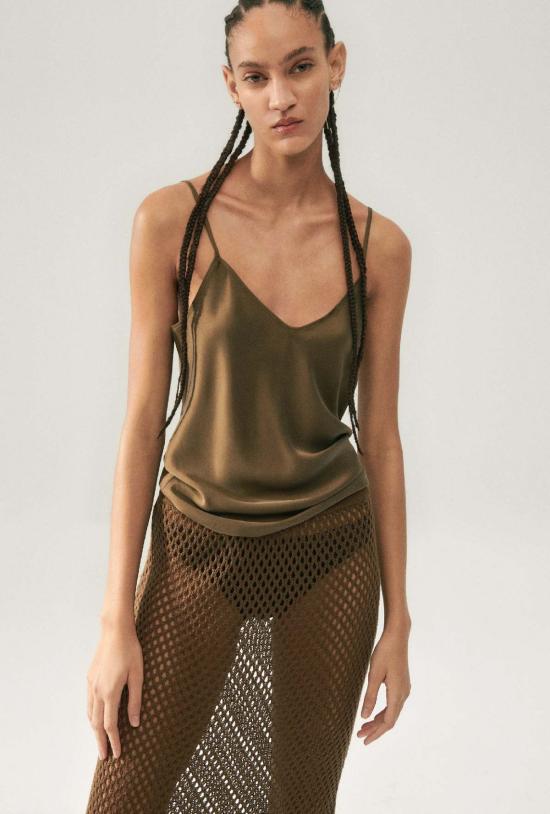  실크 런드리 캐미솔 실크 세탁 바이어스컷  다크 어스