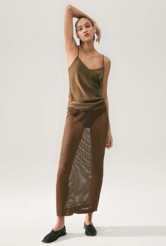  실크 런드리 캐미솔 실크 세탁 바이어스컷  다크 어스 - SILK LAUNDRY