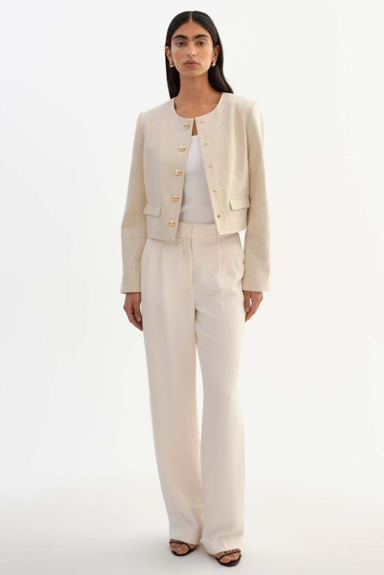  라마르크 자켓 프란시나 칼라리스 린넨 블렌드 트윌 재킷 내추럴 - LAMARQUE