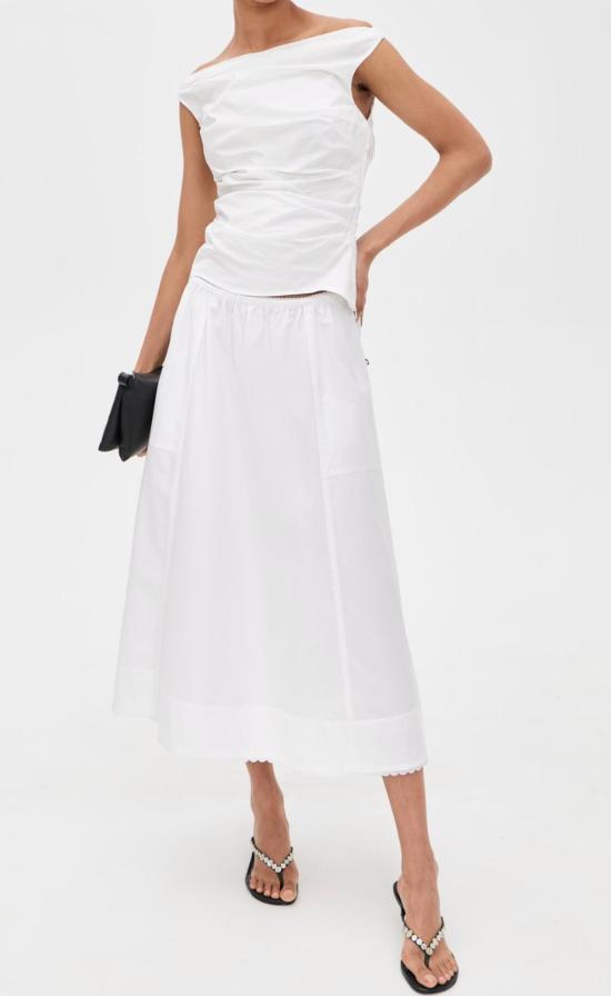  빈스 롱 스커트 스캘럽 디테일 맥시 스커트 - VINCE