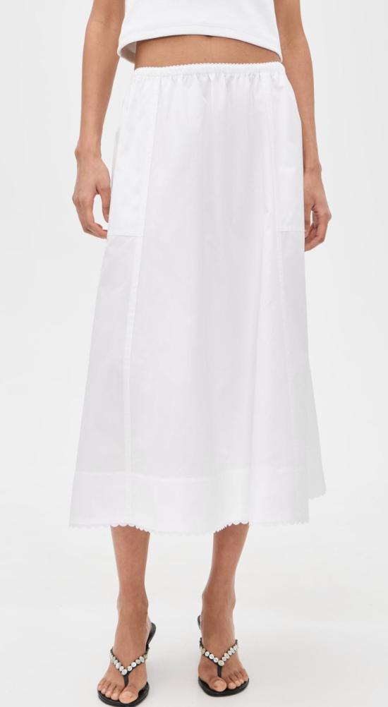  빈스 롱 스커트 스캘럽 디테일 맥시 스커트