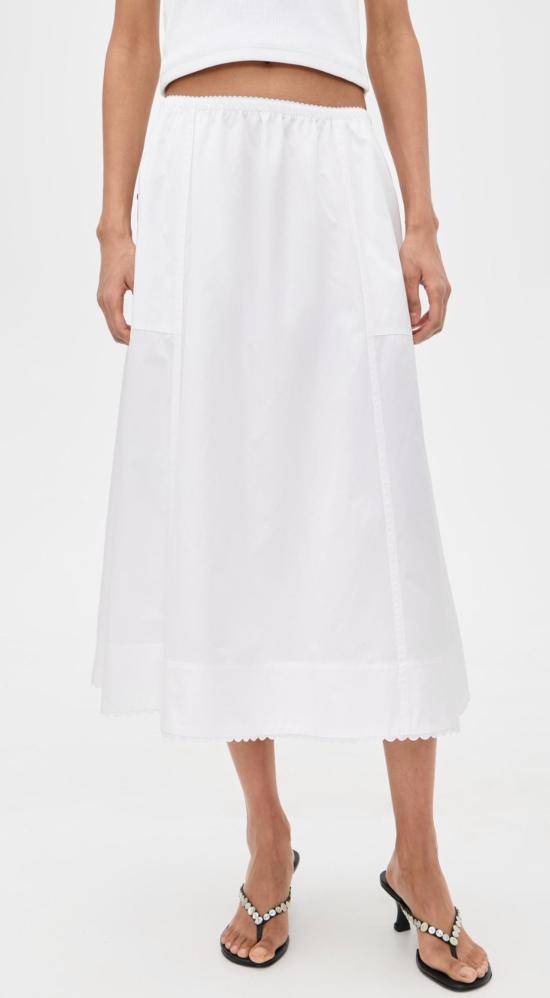  빈스 롱 스커트 스캘럽 디테일 맥시 스커트 - VINCE