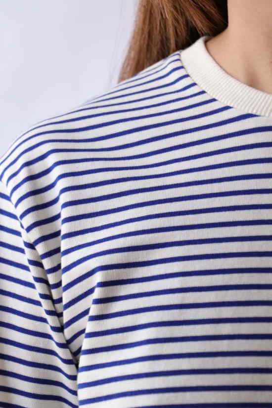 티비 긴팔 티셔츠 스트라이프 퍼펙트 유니섹스  네이비 멀티 - TIBI