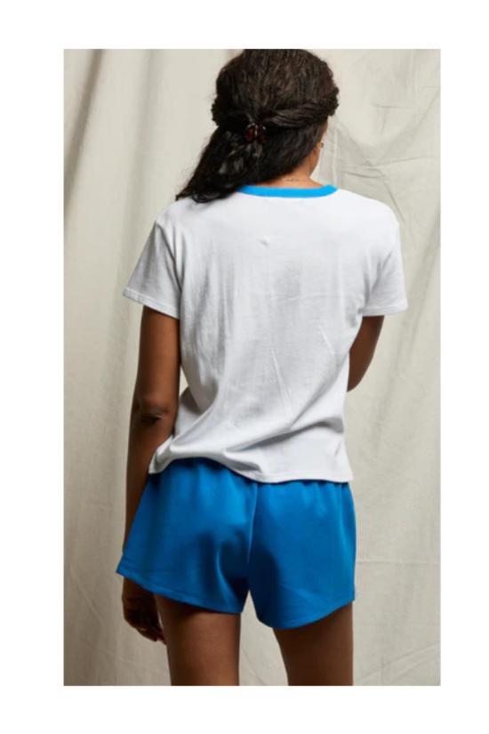  퍼펙트 화이트 티 숏팬츠 셔츠, 미카일라 트래블 스트라이프 반바지 - PERFECT WHITE TEE