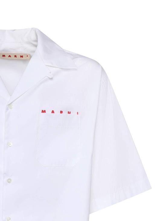  마르니 반팔 셔츠 로고 코튼 셔츠 화이트 - MARNI