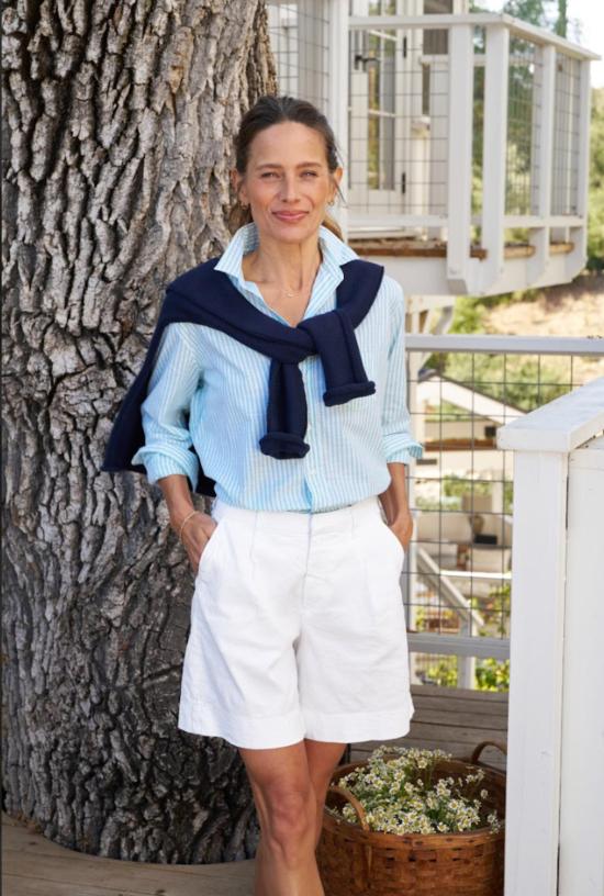  프랭크 앤 에일린 숏팬츠 프랭크앤에일린 골프 반바지 화이트 퍼포먼스 린넨 - FRANK & EILEEN