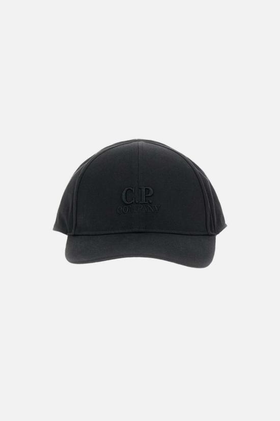  씨피 컴퍼니 모자 C.P. 컴퍼니 개버딘 로고 캡 블랙