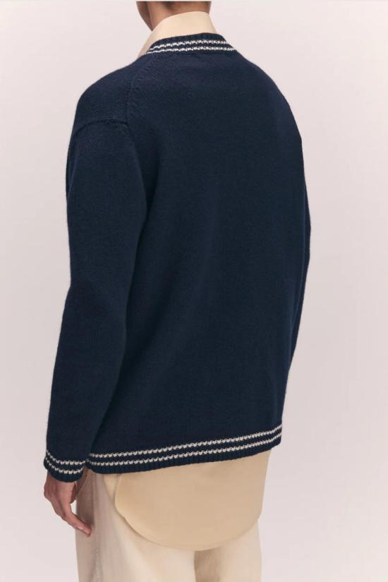  도우터 가디건 &Daughter 스트라이프 트림 브이넥  네이비/화이트 - &DAUGHTER