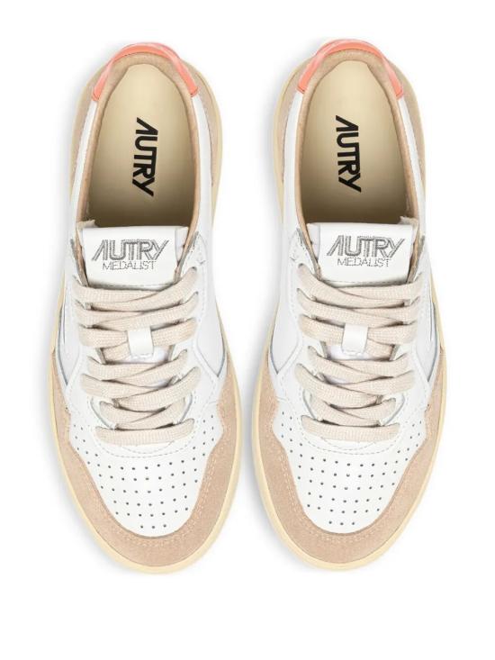 26SS 오트리 메달리스트 로우 레더 스니커즈 AULW LS13 WHITE PEACH PINK - AUTRY