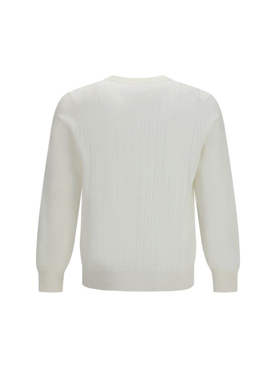 26SS 브루넬로 쿠치넬리 코튼 텍스처드 립 니트 스웨터 M29204000 C2723 WHITE - BRUNELLO CUCINELLI