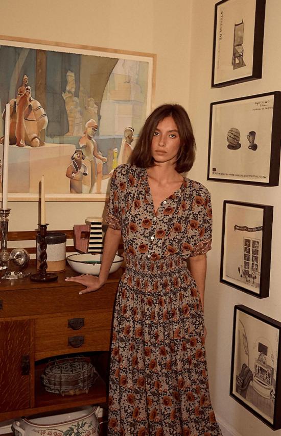  나탈리 마틴 블라우스 바이올렛 탑 | 빈티지 플라워 - NATALIE MARTIN